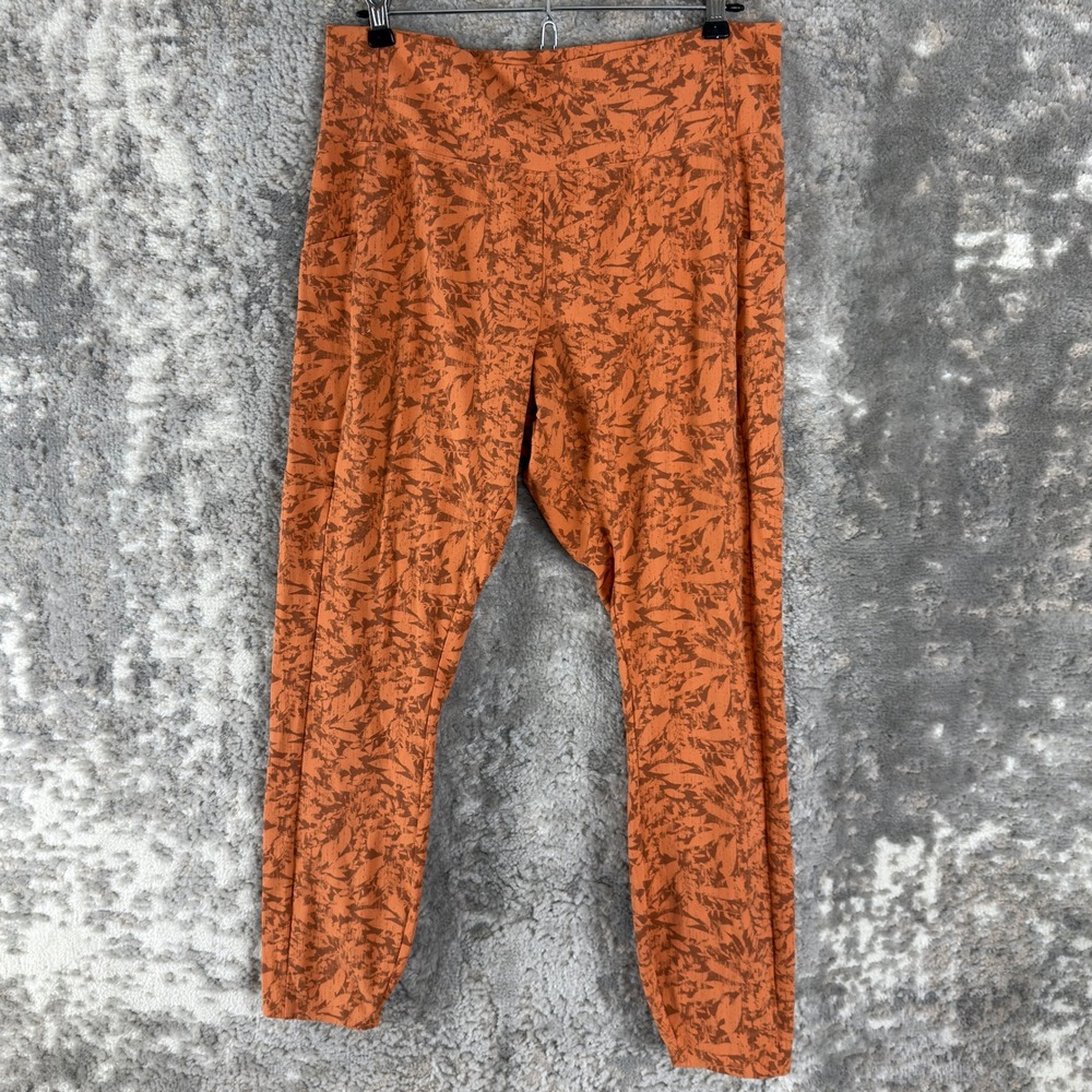 REI Co-op Size XL Floral Print Activewear Leggings Orange Full Length Women